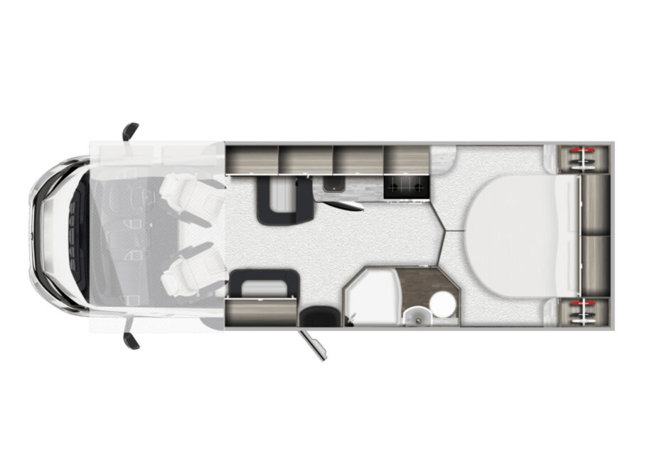 Motorhome – 4 berth with fixed bed (Automatic)
