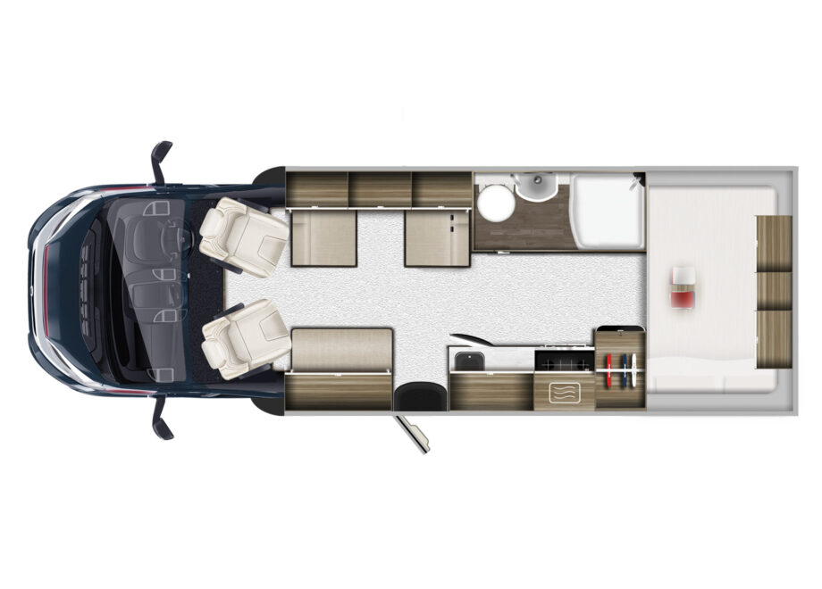 Motorhome – 4 berth with fixed bed and large garage (Manual)