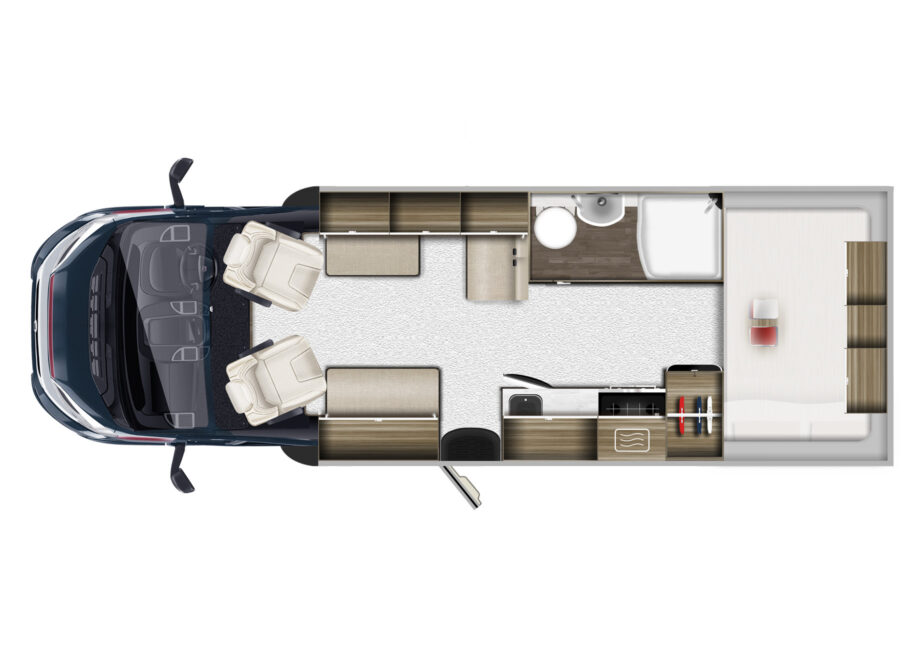 Motorhome – 4 berth with fixed bed and large garage (Manual)